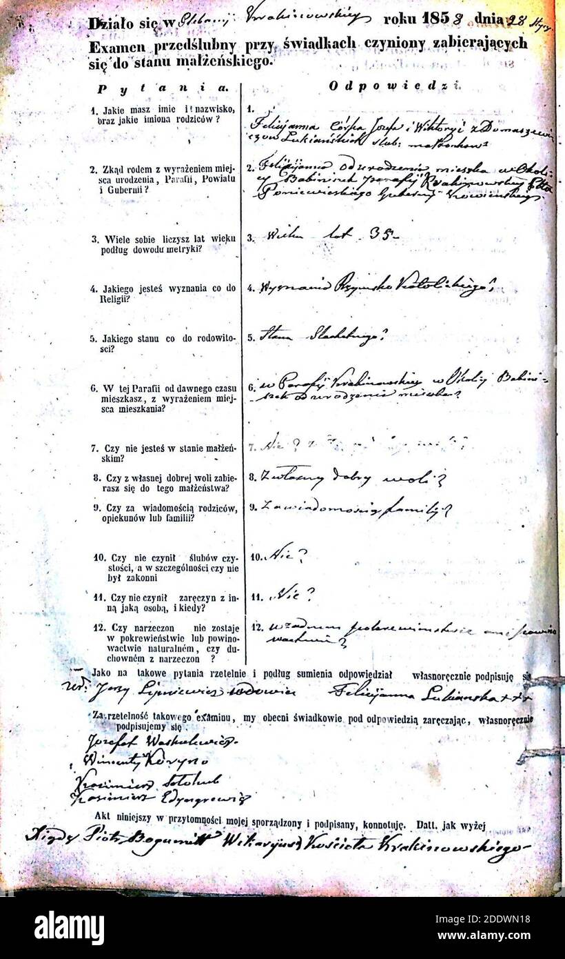 Krekenavos RKB 1855-1860 PS apklausos knyga 145. Foto Stock