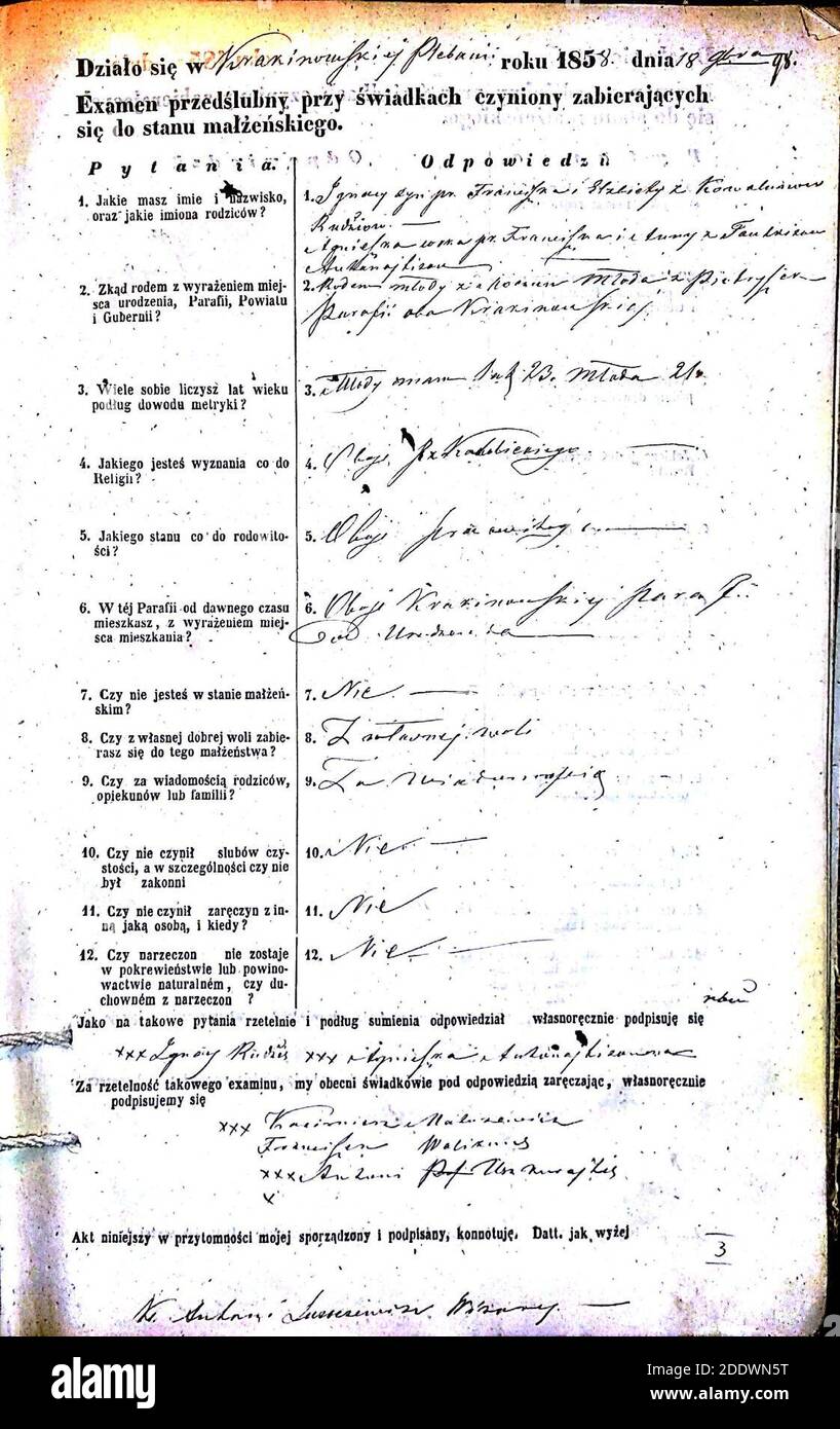 Krekenavos RKB 1855-1860 PS apklausos knyga 196. Foto Stock