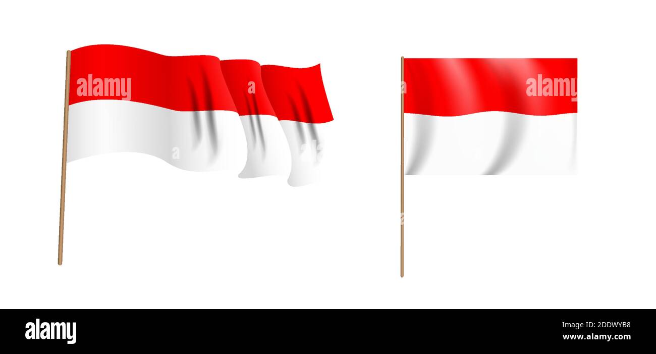 Bandiera variopinta naturalistica sventolante della Repubblica di Indonesia. Illustrazione vettoriale. Illustrazione Vettoriale