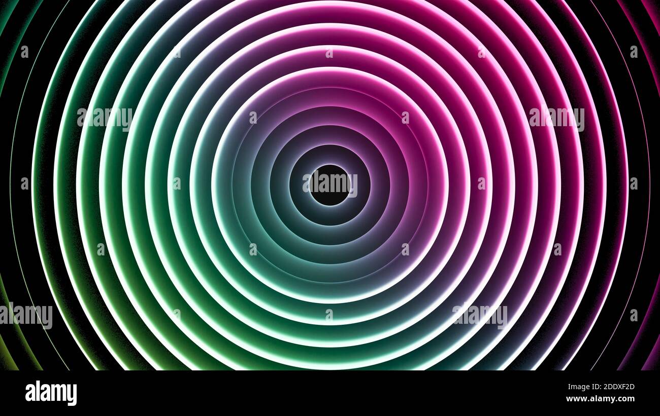 Astratto sfondo al neon di cerchi Foto Stock