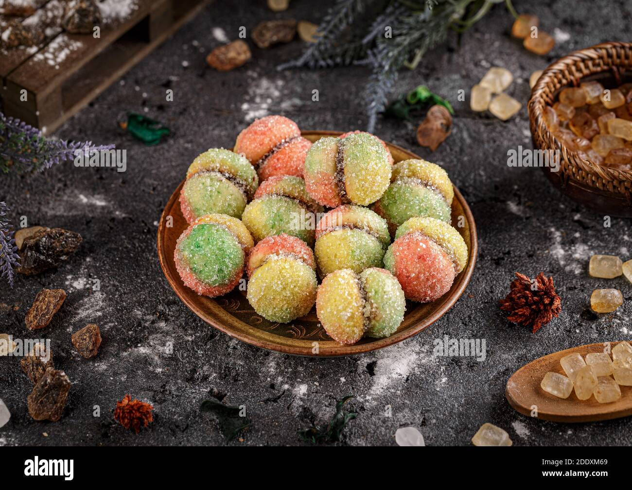 Biscotti allo zucchero multicolore Foto Stock