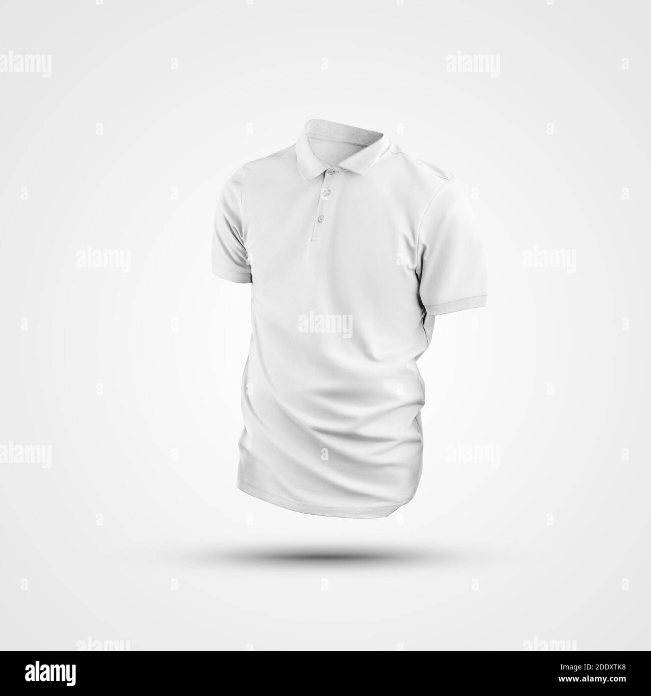 Modello di polo da uomo bianco con pulsanti e colletto, rendering 3D,  isolato su sfondo, vista frontale. Mockup di una t-shirt di marca alla moda  per i presen Foto stock - Alamy