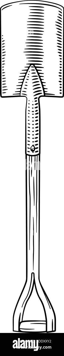 Garden Tool Gardening Spade Woodcut stile vintage Illustrazione Vettoriale