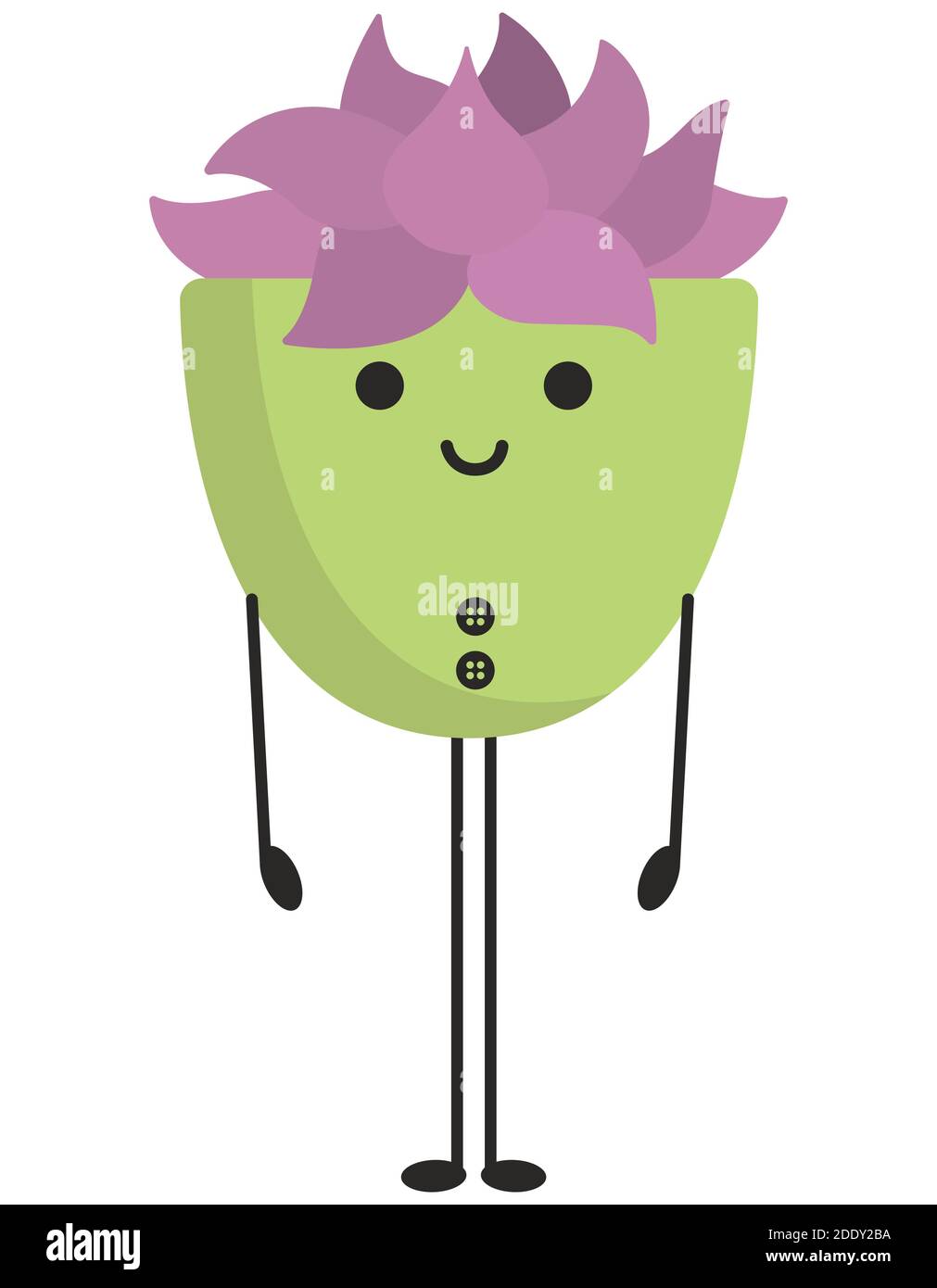 In piedi carino succulento. Carattere antropomorfo in stile cartoon. Illustrazione Vettoriale