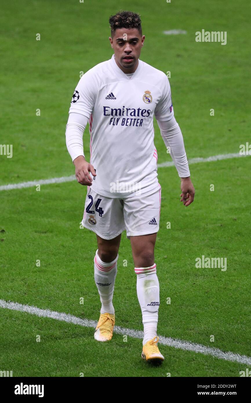 Mariano Diaz del Real Madrid FC durante la partita UEFA Champions League Gruppo B tra FC Internazionale e Real Madrid FC . Il Real Madrid FC vince il 2-0 rispetto al FC Internazionale. Foto Stock