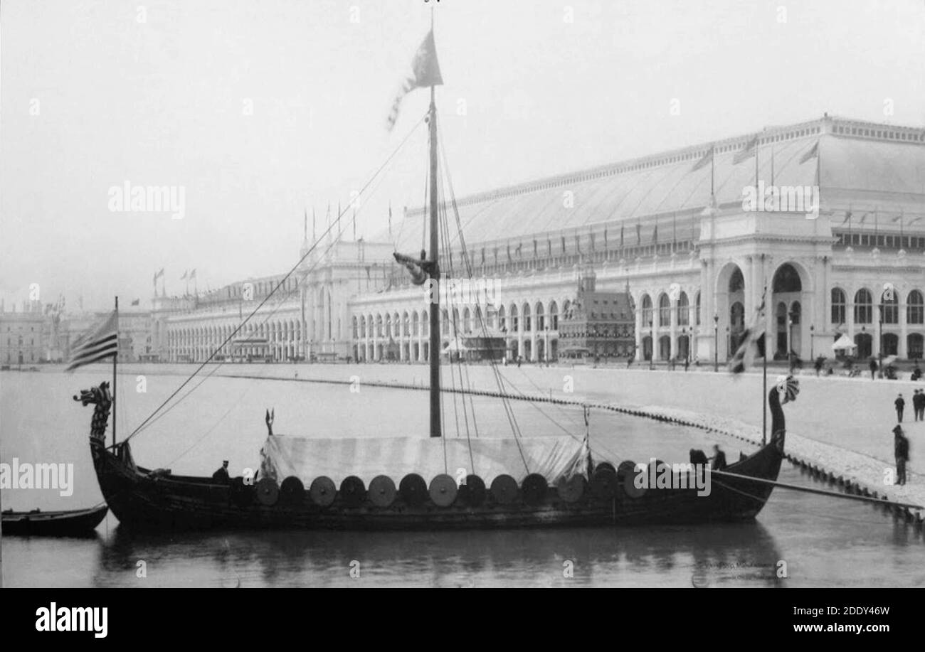 Replica della nave vichinga Gokstad al Chicago 1893 Fiera mondiale Foto Stock