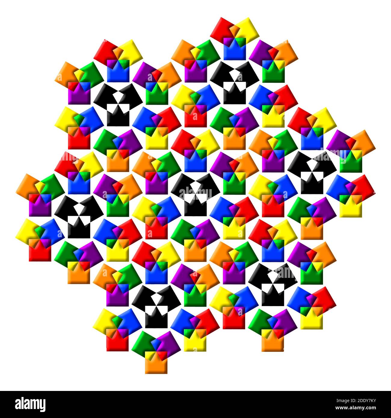 Colori brillanti 3D - quadrati sovrapposti in colori arcobaleno Foto Stock