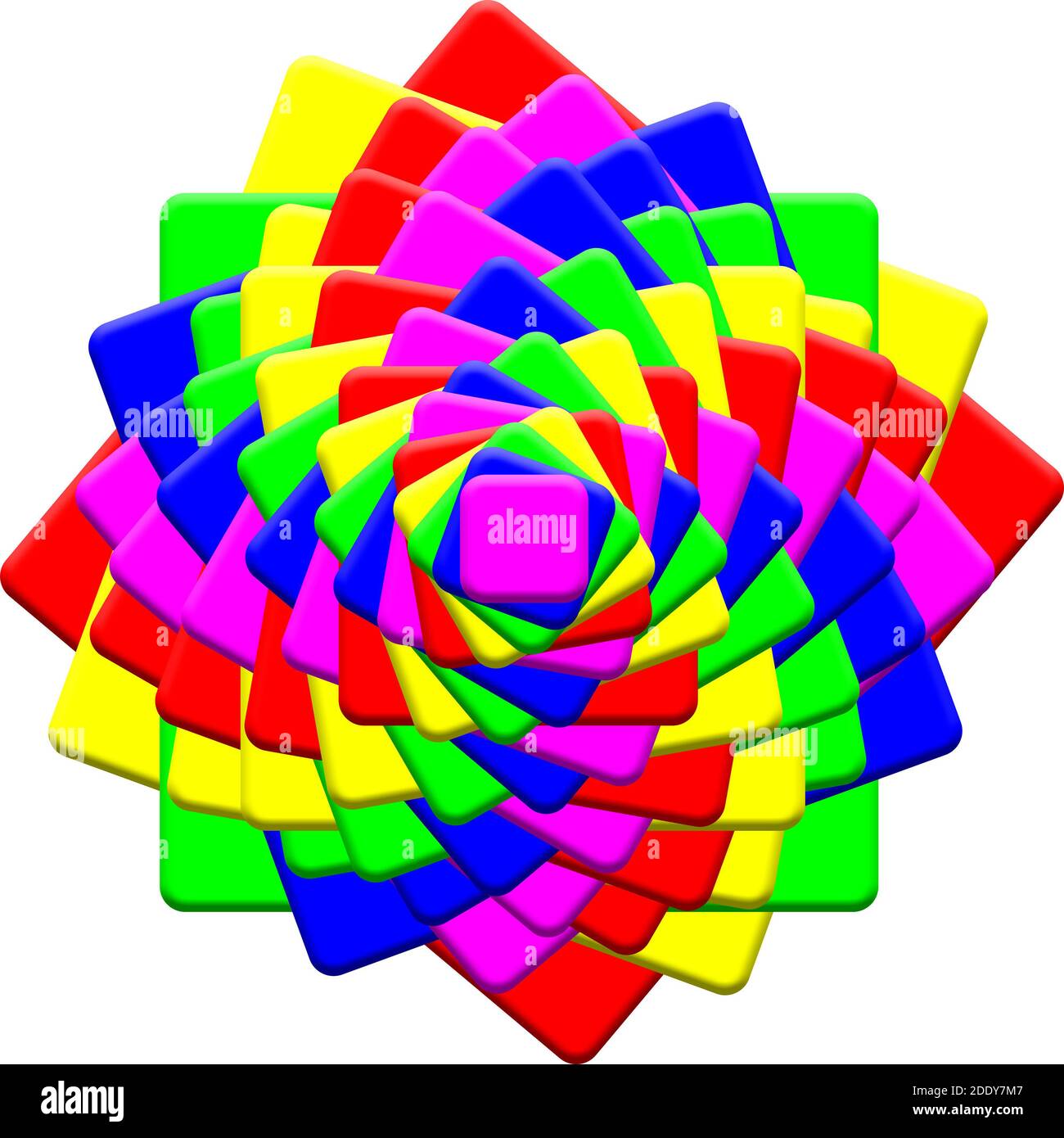 Colori brillanti 3D - quadratini 3D girevoli Foto Stock
