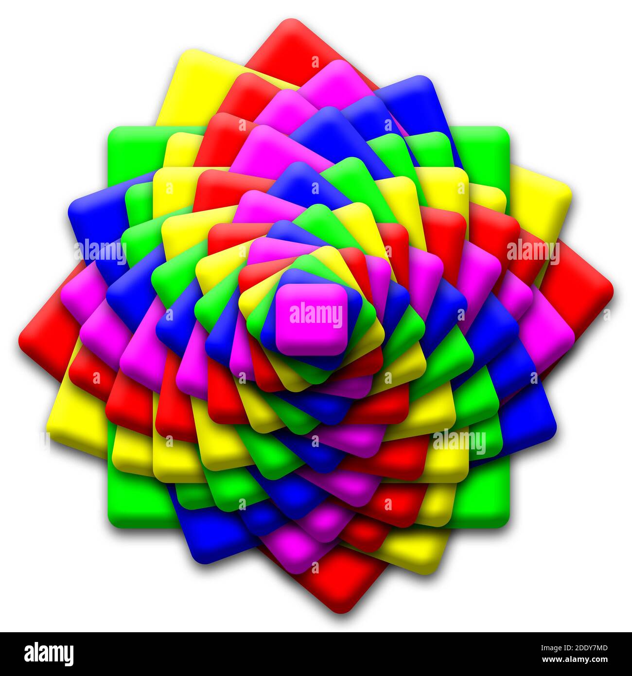 Colori brillanti 3D - quadratini 3D girevoli Foto Stock