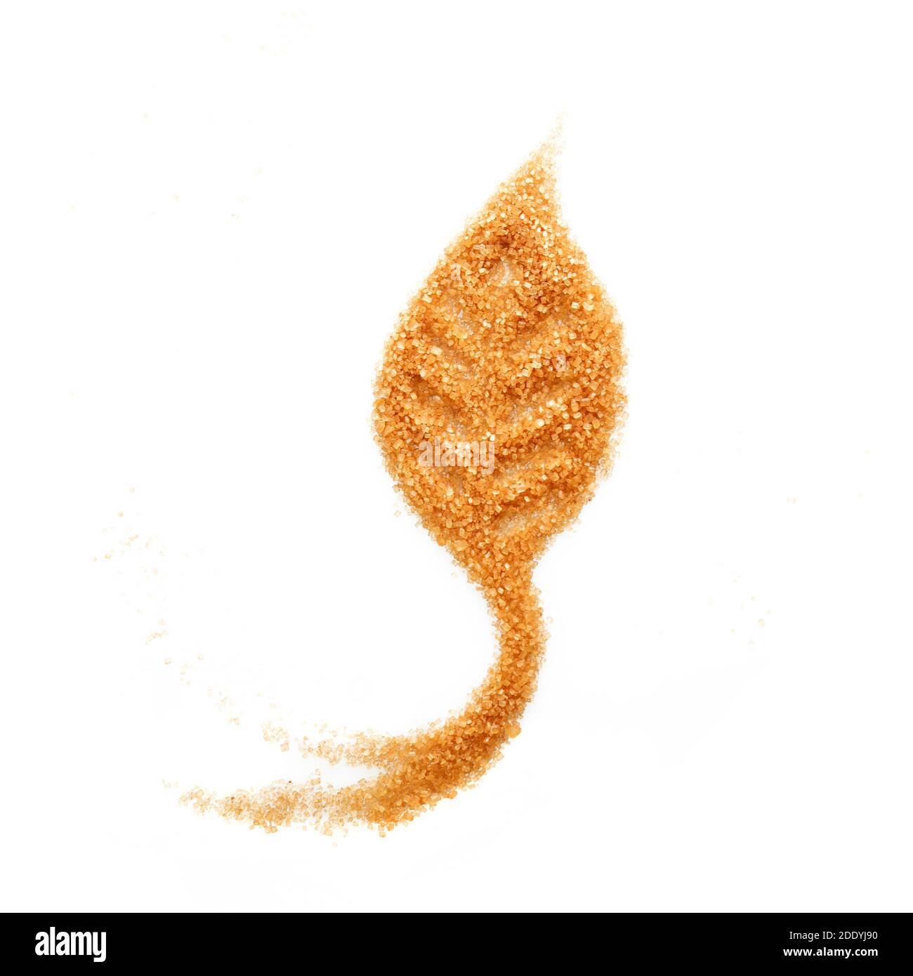 Zucchero di canna a forma di foglia isolato su bianco sfondo Foto Stock