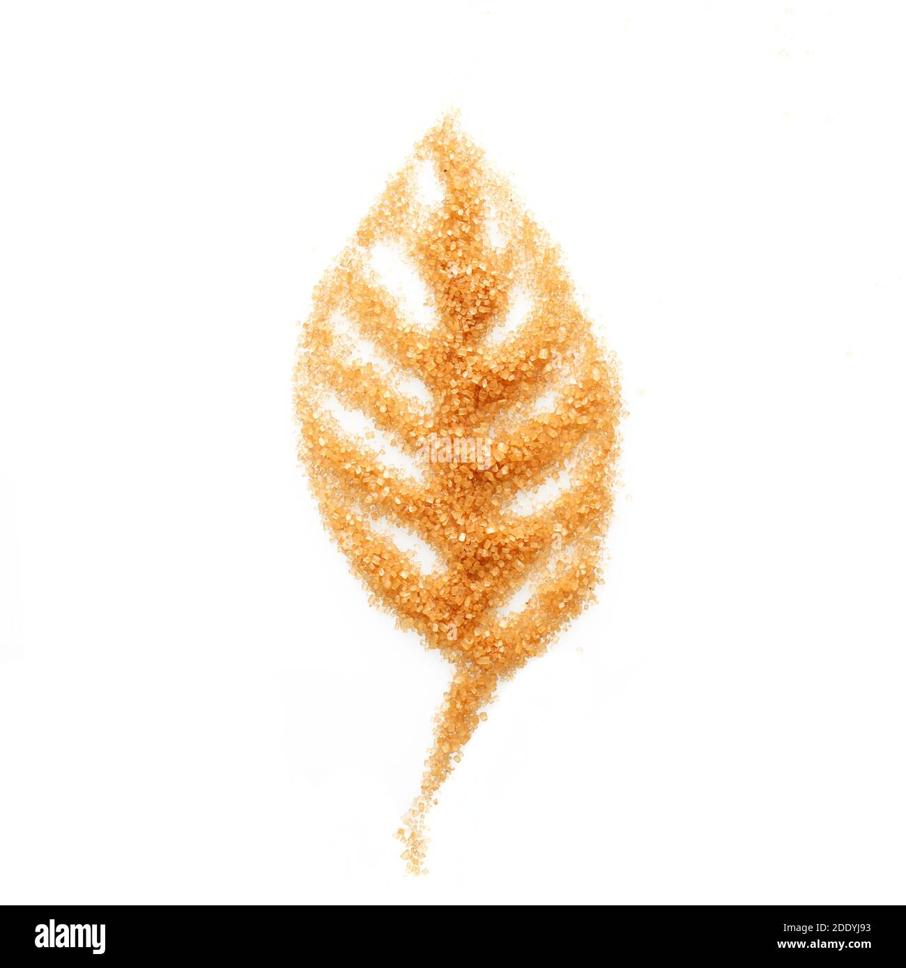 Zucchero di canna a forma di foglia isolato su bianco sfondo Foto Stock