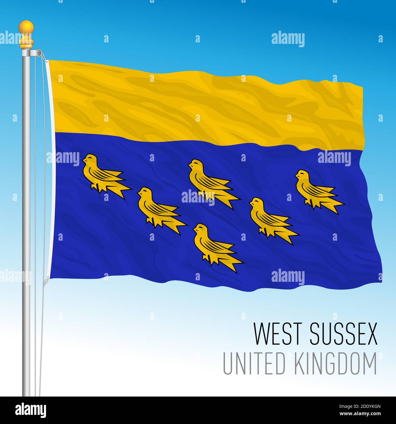 Bandiera della contea di Wesy Sussex, Regno Unito, illustrazione vettoriale Illustrazione Vettoriale