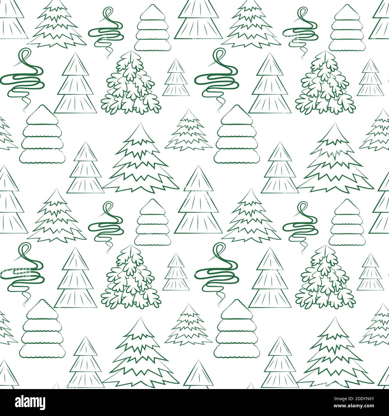 Sfondo senza cuciture con diversi alberi di Natale. Nuovo anno vettore. Illustrazione Vettoriale