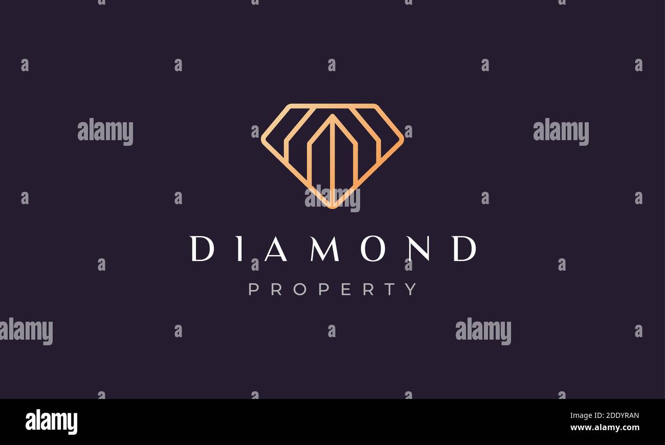 proprietà minimalista con logo a diamante con stile moderno e di lusso per agenzia immobiliare Illustrazione Vettoriale