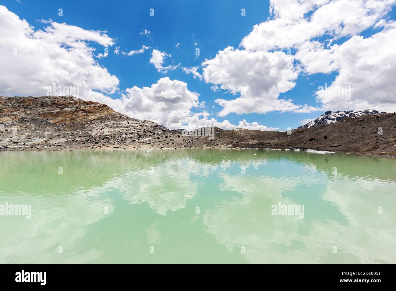 Alta Valmalenco (IT), vista del ghiacciaio Fellaria, luglio 2018 Foto Stock