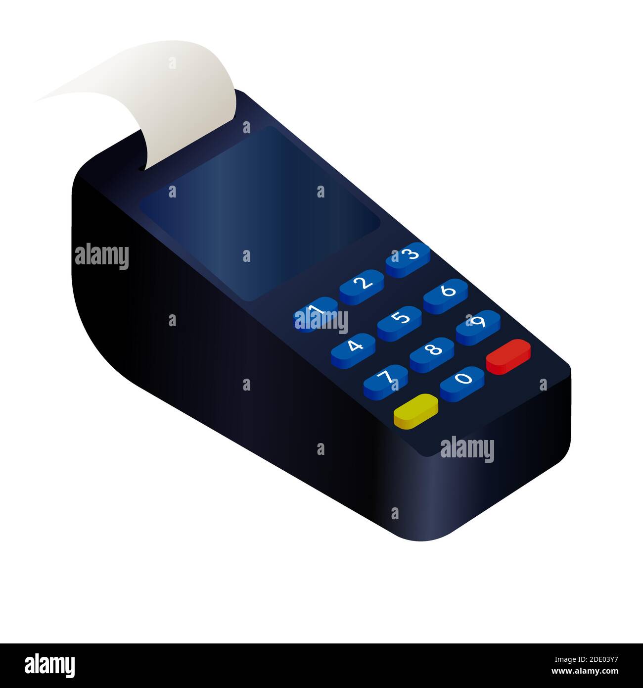 Icona del lettore di schede isometrica. grafica vettoriale 3d minimalista. POS terminale di pagamento bancario isolato su sfondo bianco. Elaborazione N Illustrazione Vettoriale