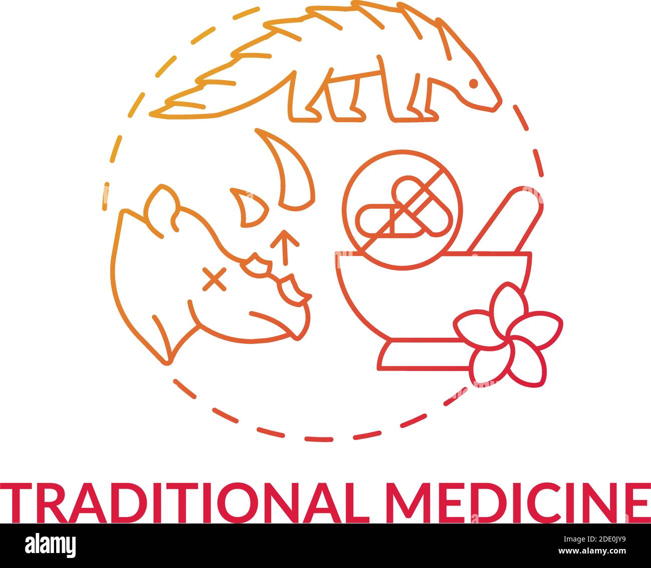 Icona del concetto di gradiente rosso della medicina tradizionale Illustrazione Vettoriale