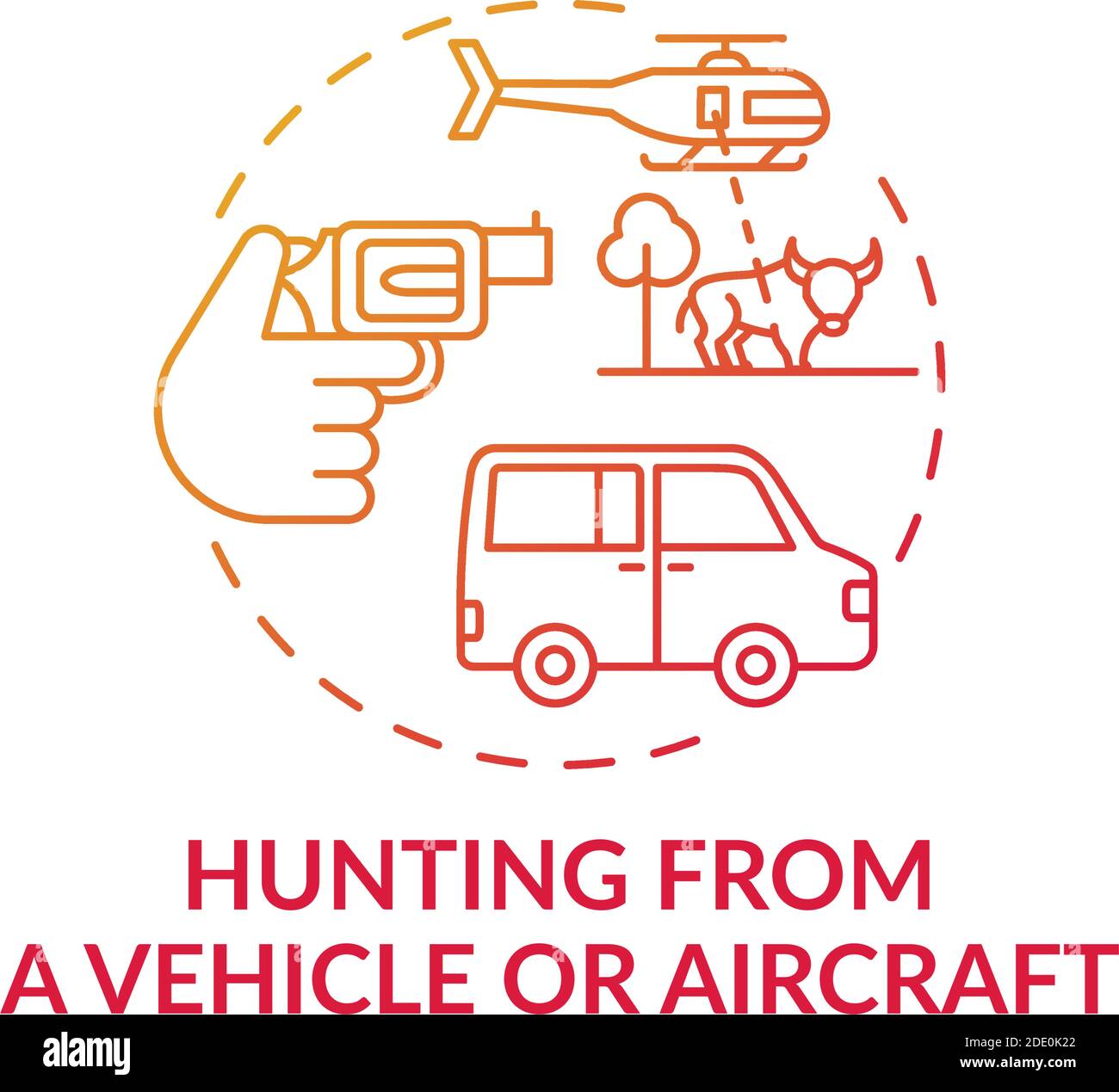 Caccia da un veicolo o aereo icona di concetto gradiente rosso Illustrazione Vettoriale