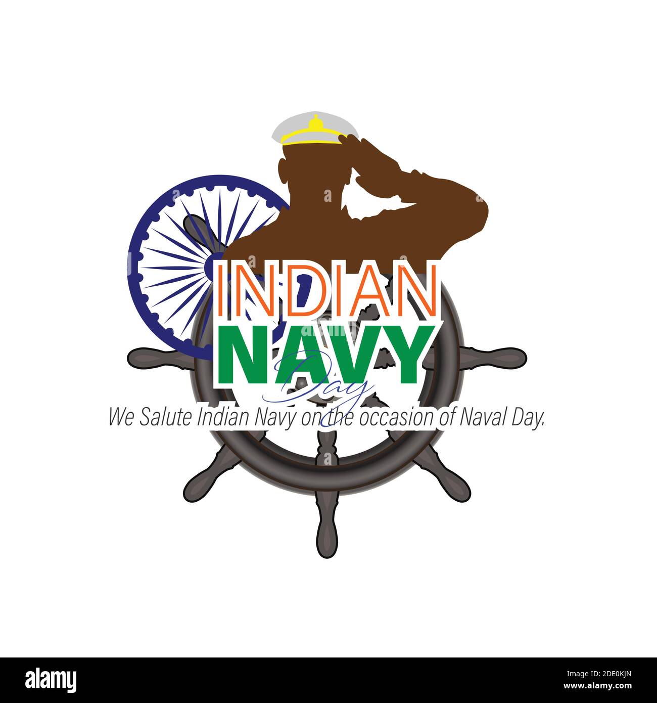 Illustrazione vettoriale del giorno della Marina indiana. 4 dicembre. Soldato Saluting Flag. Illustrazione Vettoriale