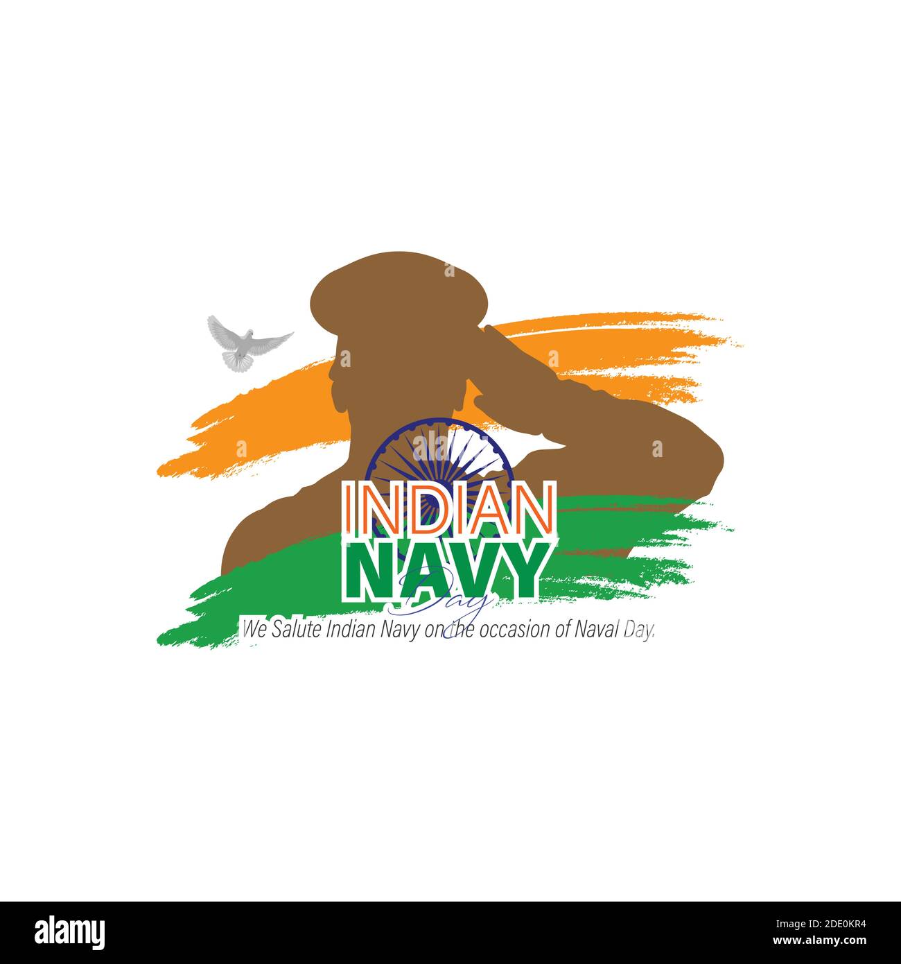 Illustrazione vettoriale del giorno della Marina indiana. 4 dicembre. Soldato Saluting Flag. Illustrazione Vettoriale