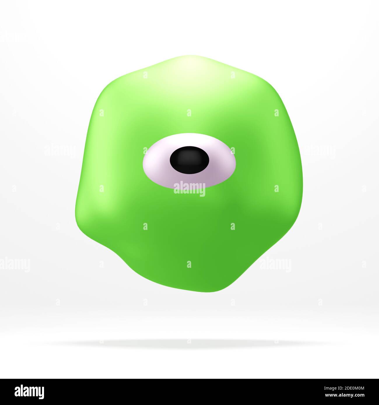 Simpatico mostro verde con un occhio grande, isolato su bianco, rendering 3d Foto Stock