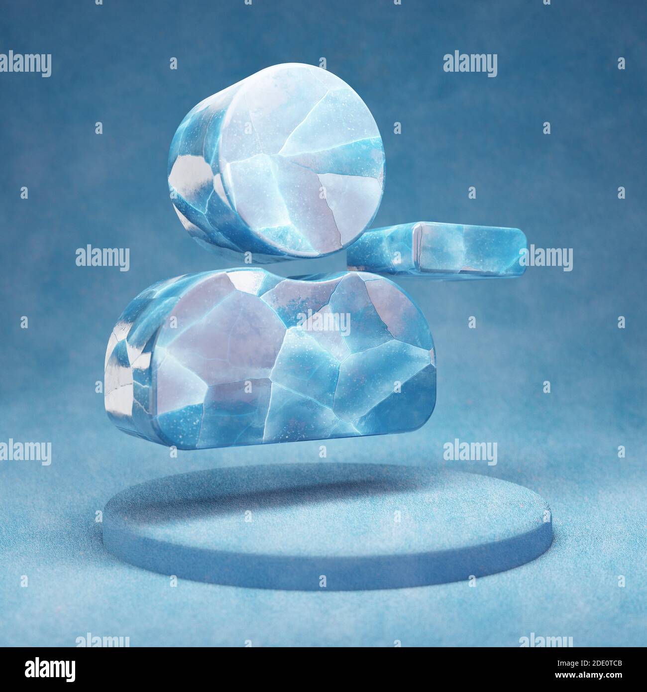 Icona Rimuovi utente. Ghiaccio blu incrinato rimuovere il simbolo utente sul podio della neve blu. Icona dei social media per sito Web, presentazione, elemento del modello di progettazione. Re 3D Foto Stock