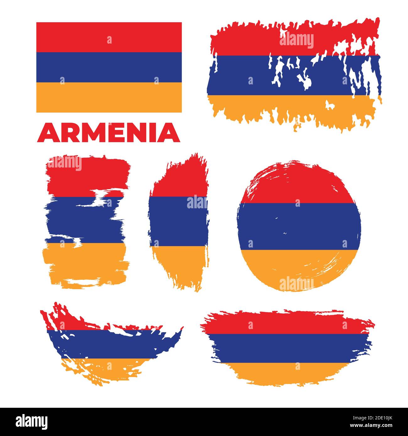 Serie di bandiere ondulate dell'Armenia. Icone. Illustrazione vettoriale isolata. Illustrazione Vettoriale