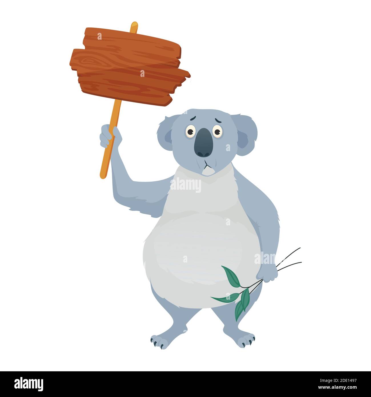 Koala con cartello, illustrazione Foto Stock