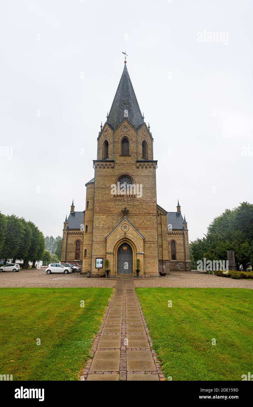 Chiesa di Tyrstrup, insediamento della chiesa morava, patrimonio dell'umanità dell'UNESCO, Christiansfeld, Jutland meridionale, Danimarca, Scandinavia, Europa Foto Stock