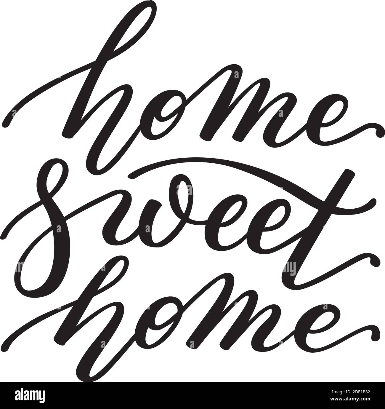home scritta a mano Sweet Home. Modello per scheda, poster, stampa. Illustrazione Vettoriale