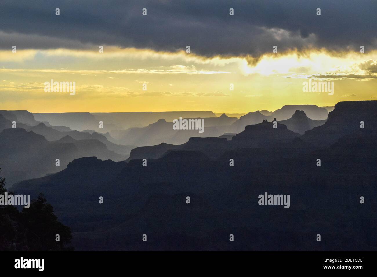 Tramonto a Navajo Point, South Rim, Grand Canyon National Park, Arizona, USA Foto Stock