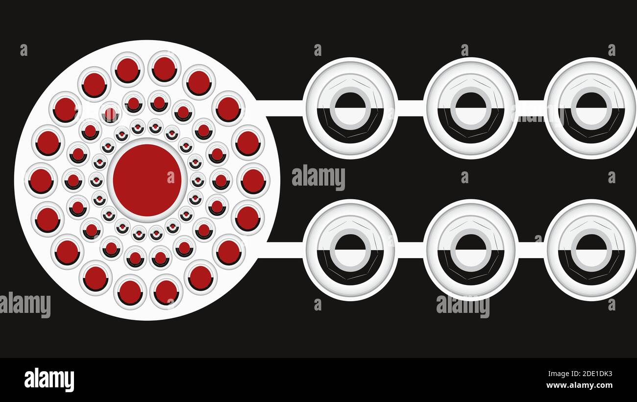 grafica 3d di un simbolo fatto di sfere, grafica astratta di pulsanti Illustrazione Vettoriale