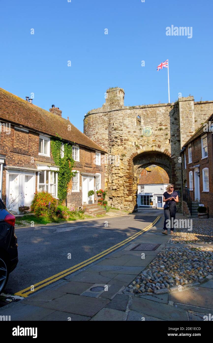 The Ancient Landgate, Rye, East Sussex, UK Foto Stock