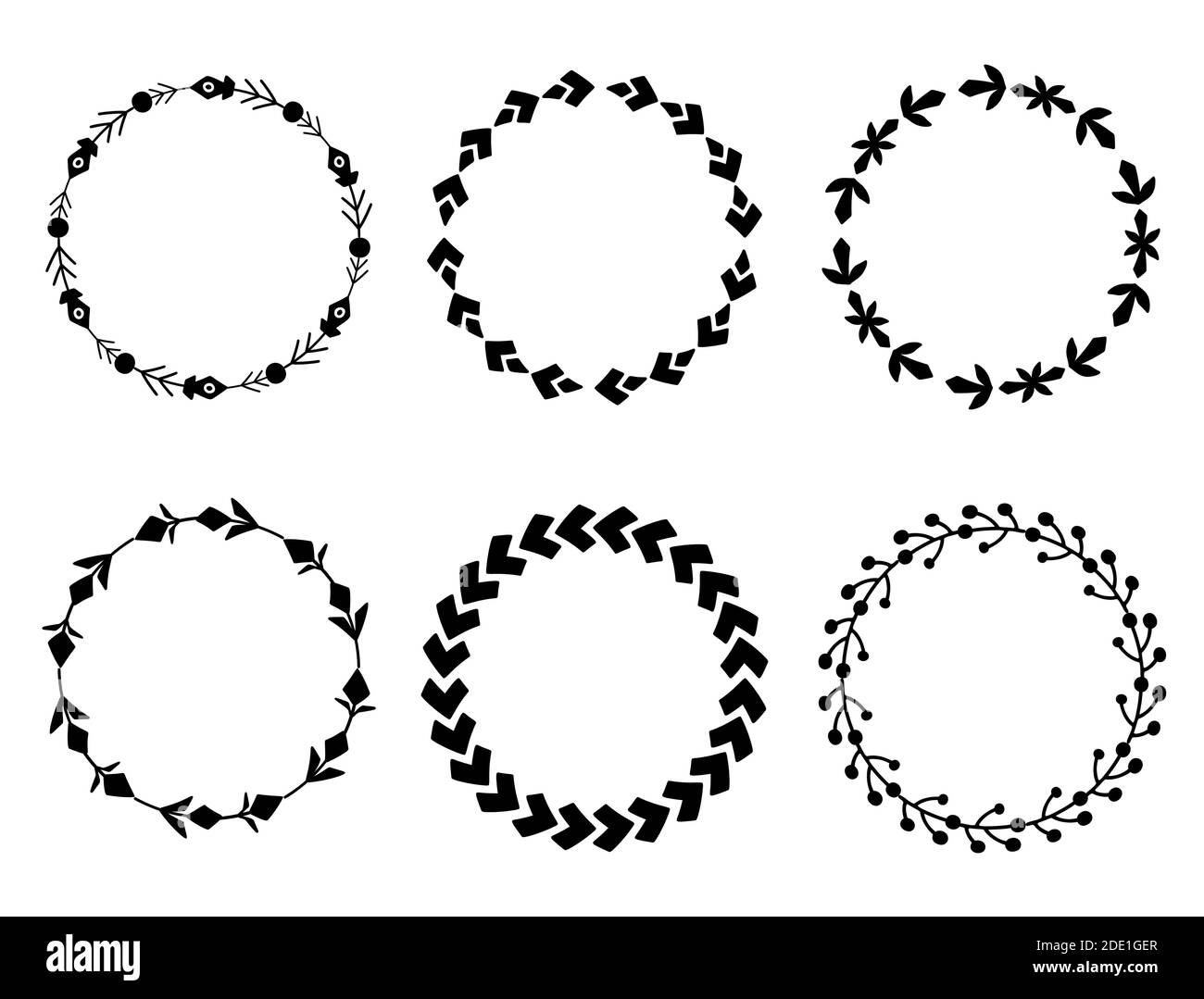 Set di cornici tribali nere rotonde da rami, fiori e bacche. Modello vettoriale floreale per inviti, biglietti d'auguri e la tua creatività. Natura Illustrazione Vettoriale Set di cornici tribali nere rotonde da rami, fiori e bacche. Modello vettoriale floreale per inviti, biglietti d'auguri e la tua creatività. Natura Illustrazione Vettoriale