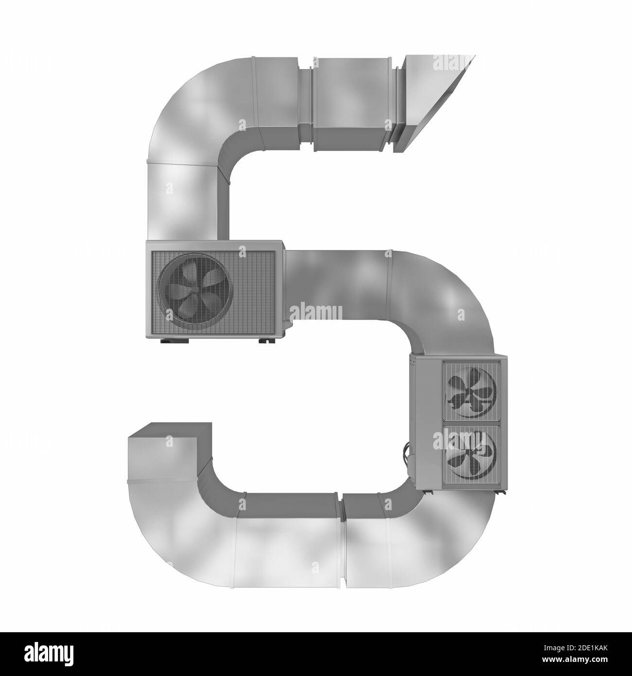 numero 5 da tubi di ventilazione e condizionatori d'aria isolati su bianco. rendering 3d Foto Stock