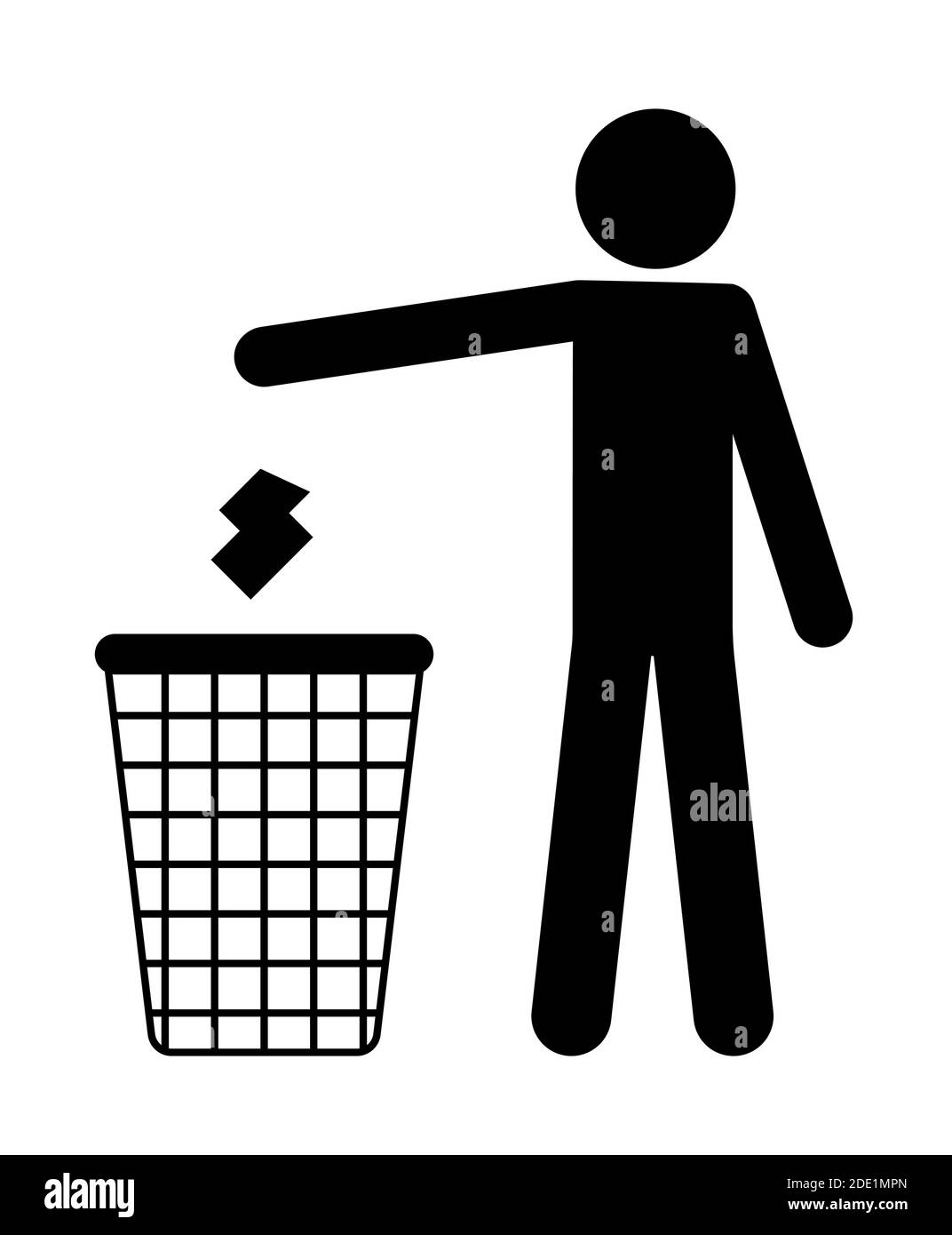 l'uomo getta i rifiuti nel cestino. Simbolo di riciclaggio. Vettore isolato  su sfondo bianco Immagine e Vettoriale - Alamy