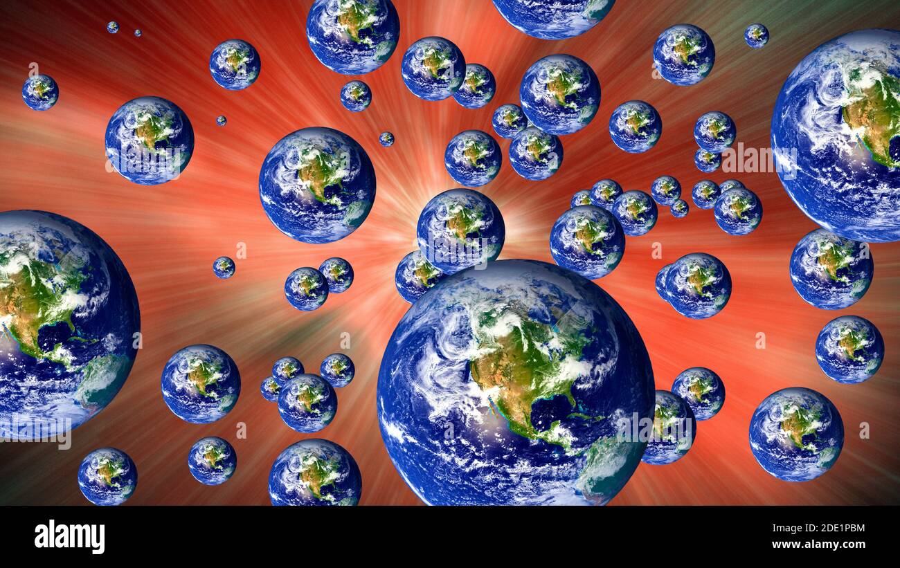 Teoria di molti mondi. Foto Stock