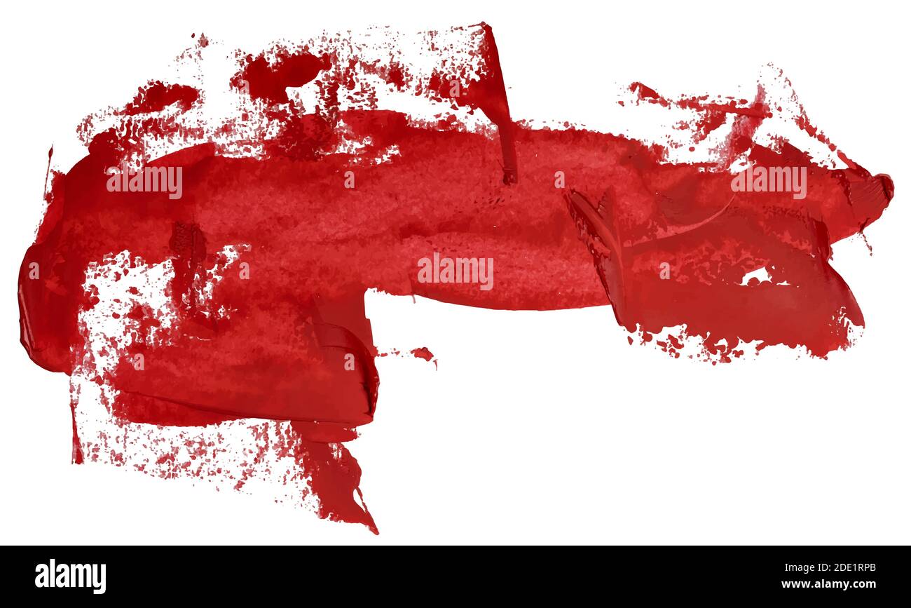 Striscia di pennello a olio isolato imbutita a mano con colore rosso sporco profondo esp 10 illustrazione vettoriale. Modello per il tuo testo lungo in cima. Illustrazione Vettoriale