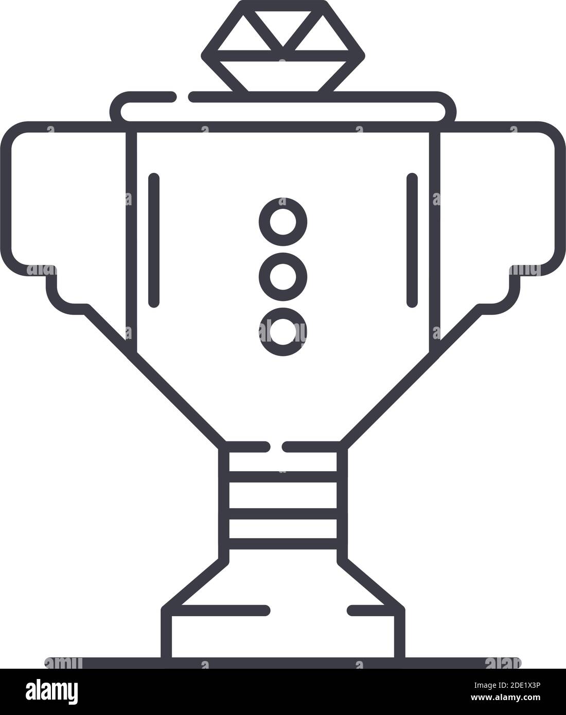 Icona del premio di gioco, illustrazione isolata lineare, vettore di linea sottile, segno di disegno di fotoricettore, simbolo di concetto di contorno con tratto modificabile su sfondo bianco. Illustrazione Vettoriale