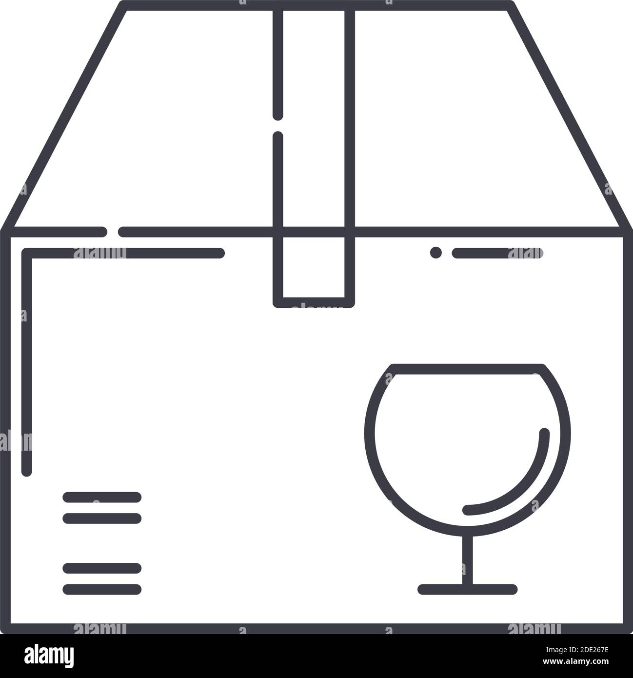 Icona fragile, illustrazione lineare isolata, vettore di linea sottile, segno di disegno di fotoricettore, simbolo di concetto di contorno con tratto modificabile su sfondo bianco. Illustrazione Vettoriale