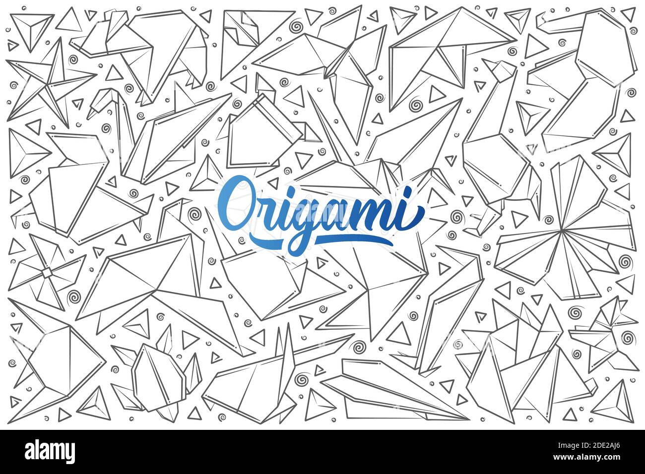 Origami di carta disegnata a mano Immagine e Vettoriale - Alamy