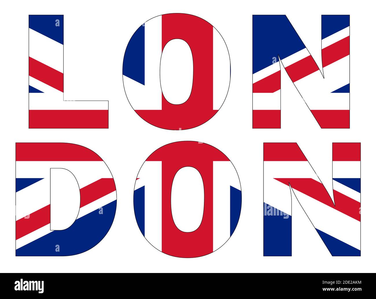 Testo di testo londinese scritto con bandiera inglese Foto Stock