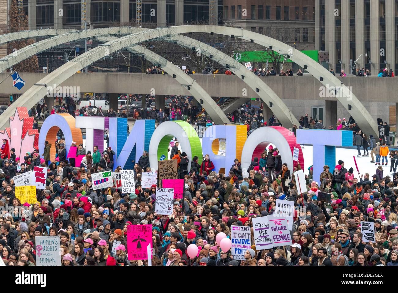 La marcia delle donne a Toronto, Canada, 21 gennaio 2017 Foto Stock