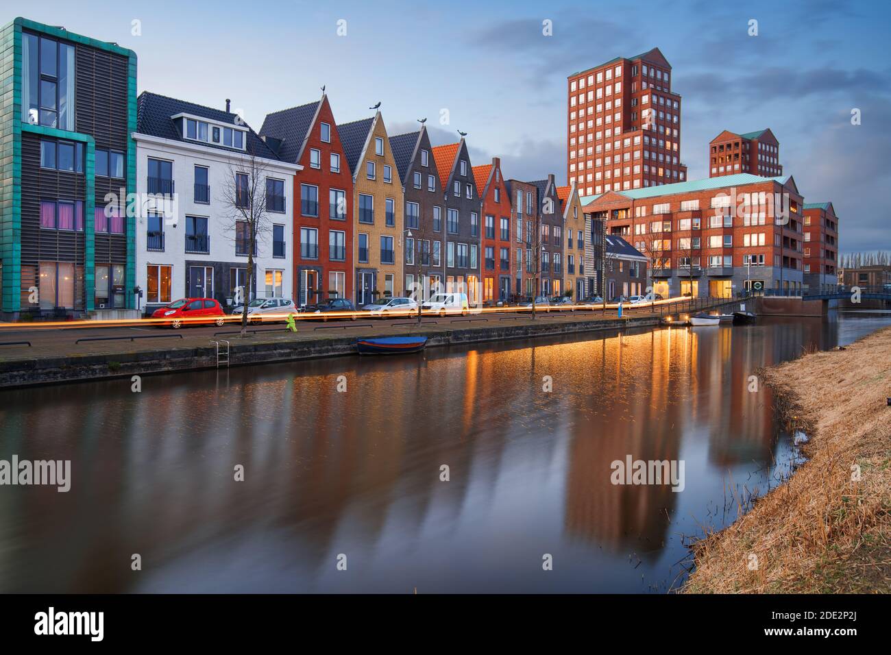 Amersfoort, Paesi Bassi paesaggio urbano nel distretto di Vathorst al crepuscolo. Foto Stock