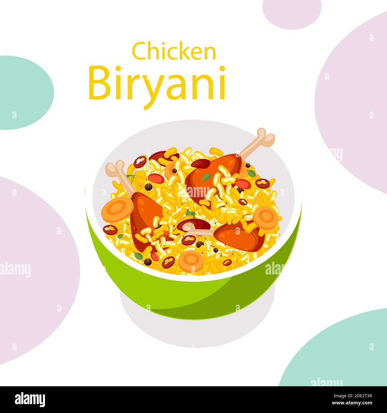 Illustrazione del vettore di biryani di pollo disegnato a mano Illustrazione Vettoriale