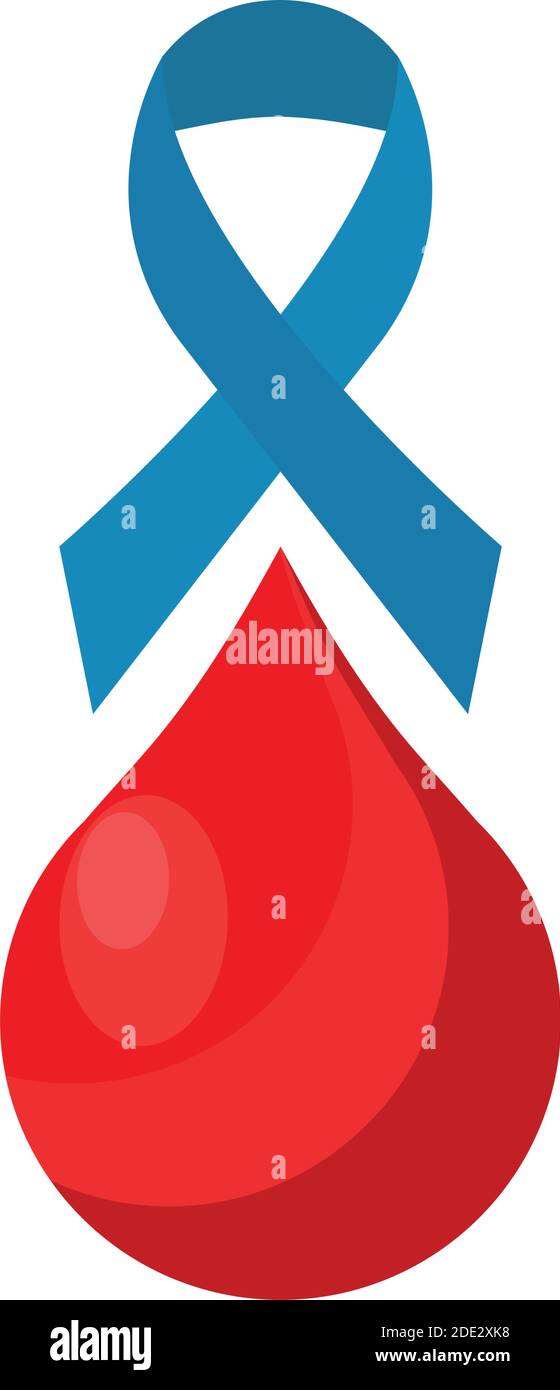 campagna nastro blu su gocce di sangue Illustrazione Vettoriale