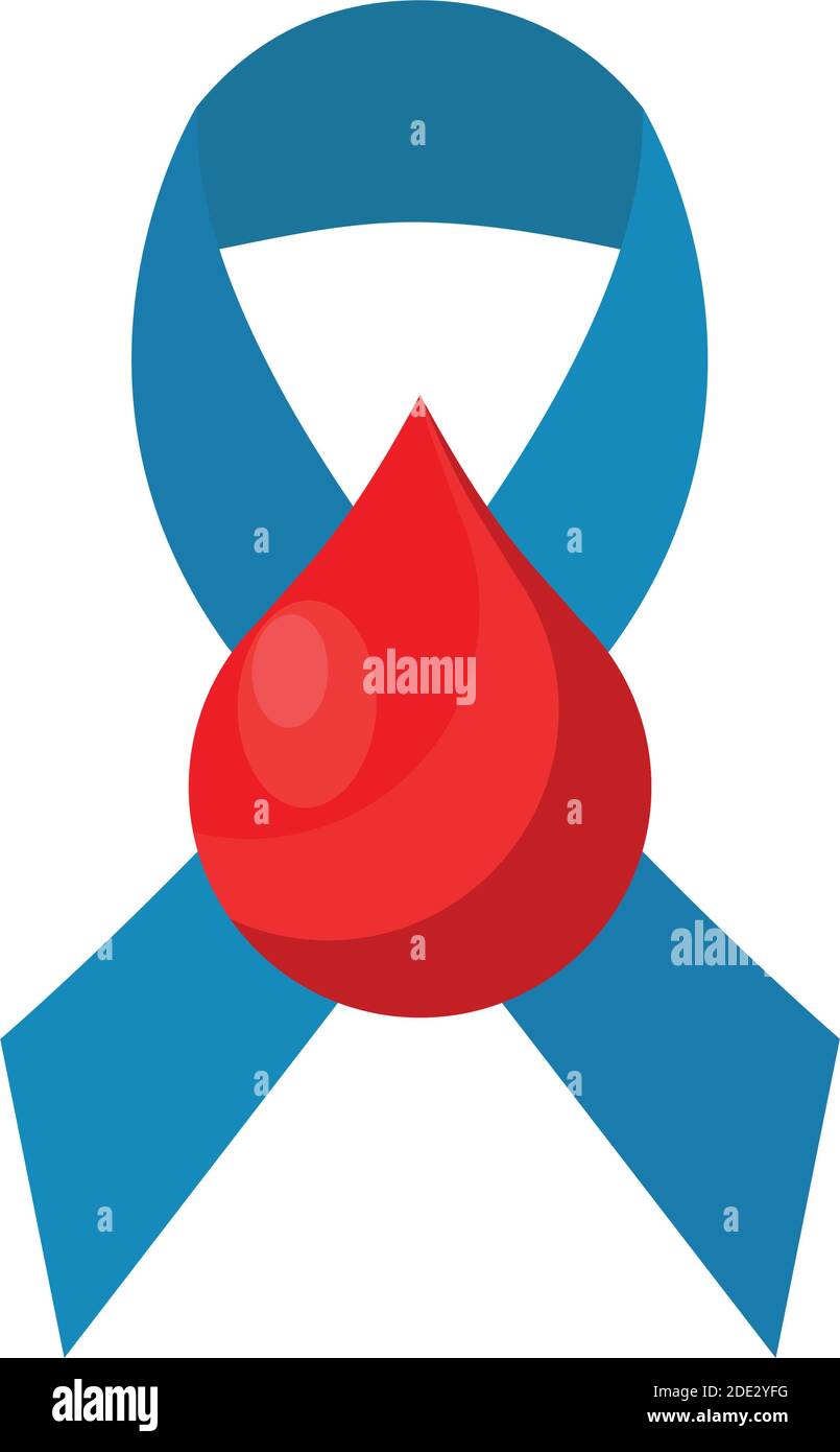 goccia di sangue in campagna nastro blu Illustrazione Vettoriale
