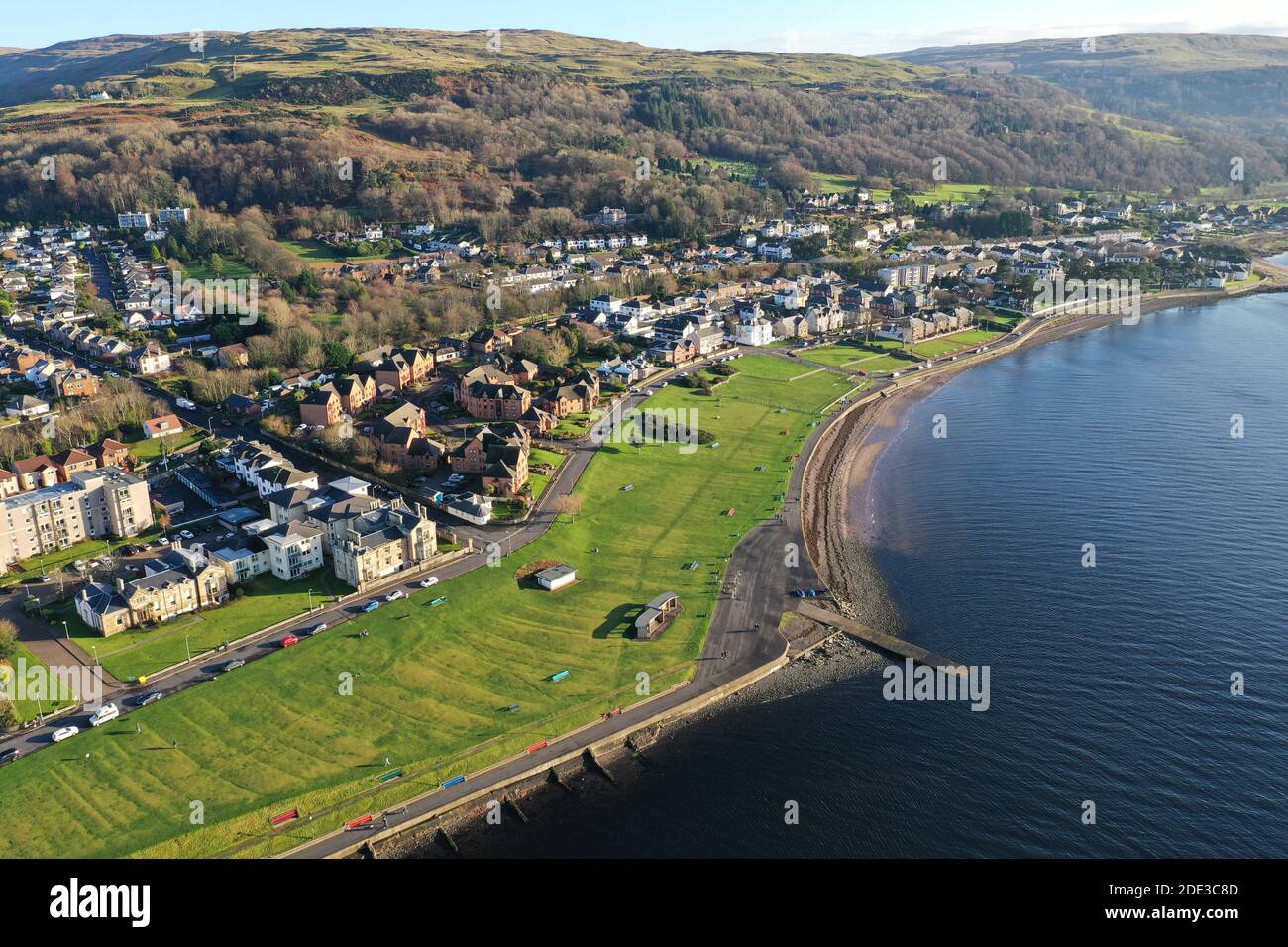 Veduta aerea del drone di Largs, Ayrshire del Nord Foto Stock