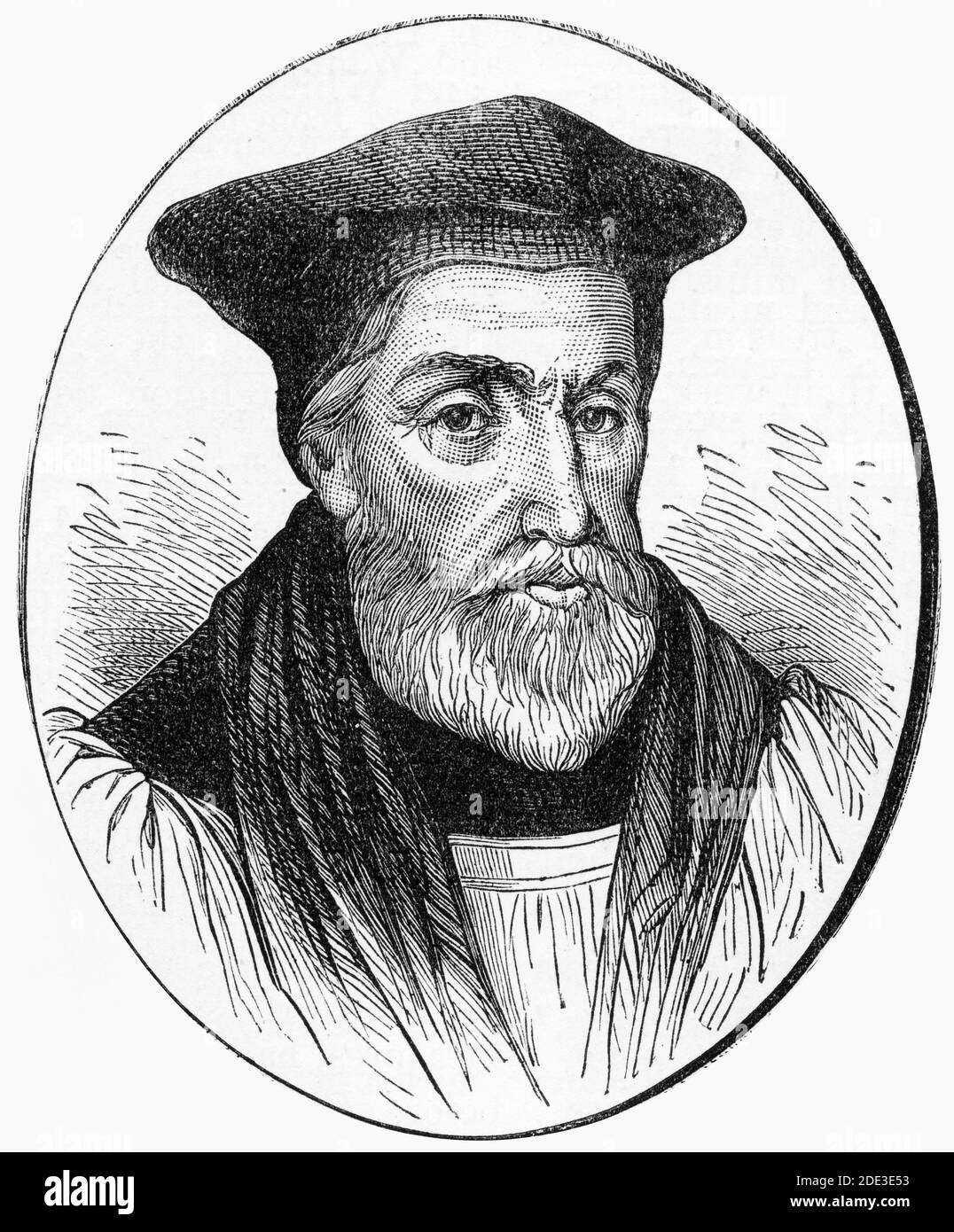 Incisione di Hugh Latimer, martire protestante. Illustrazione da 'la storia del Protestantismo' di James Aitken Wylie (1808-1890), pub. 1878 Foto Stock