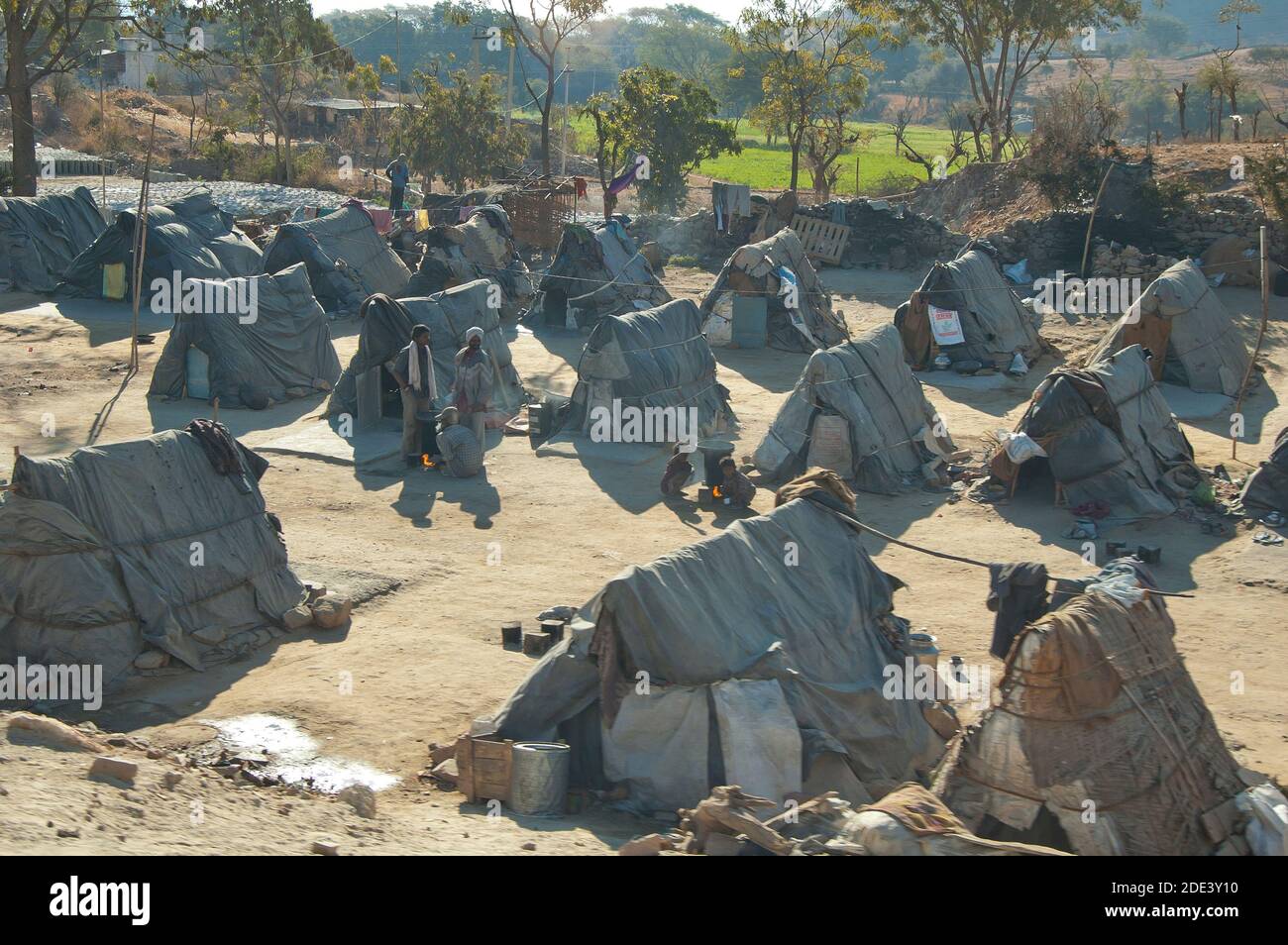 Tents quartiere per i poveri, India Foto Stock